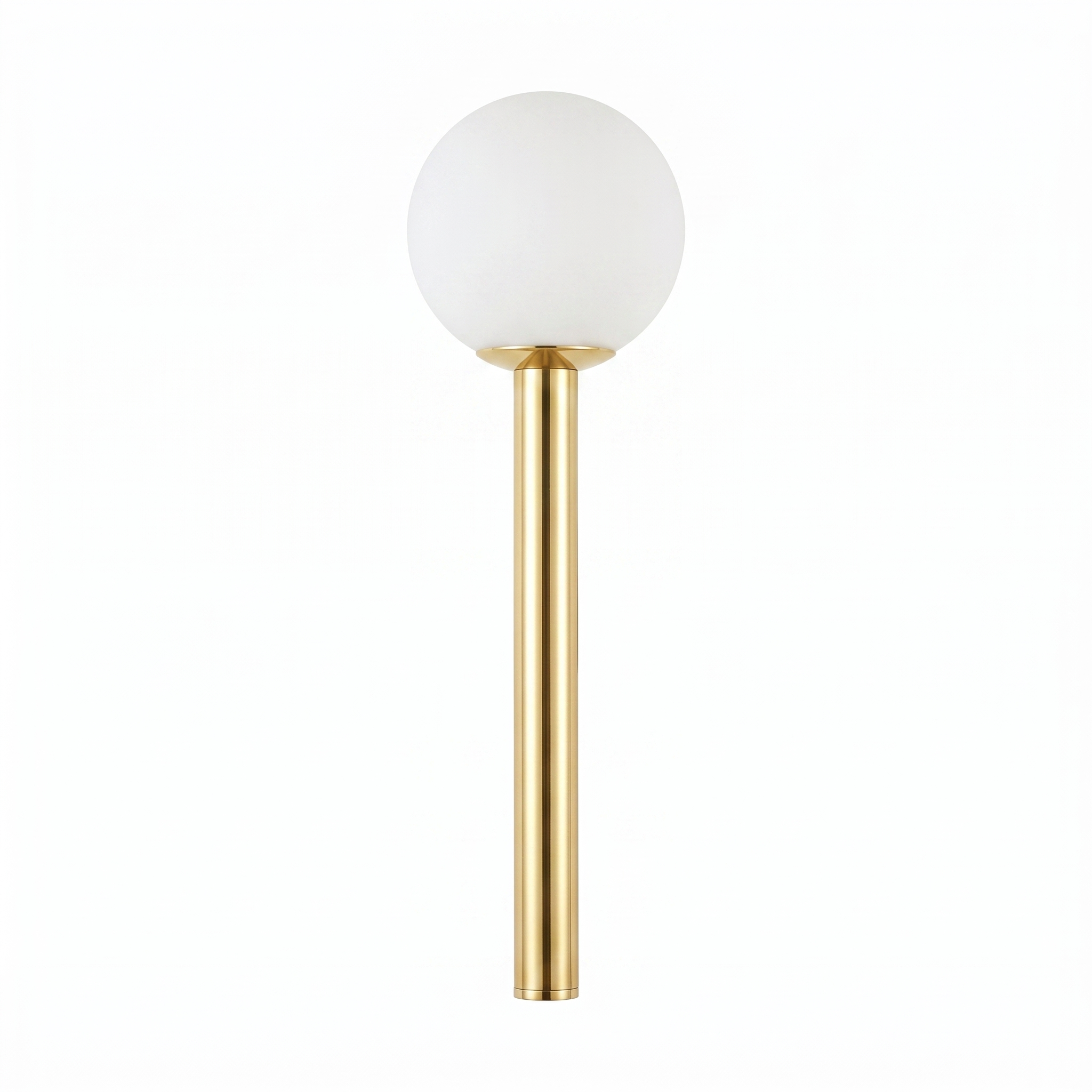 Orbelle opal globe brass wall sconce on a white background