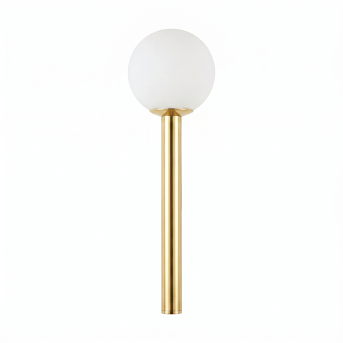 Orbelle opal globe brass wall sconce on a white background