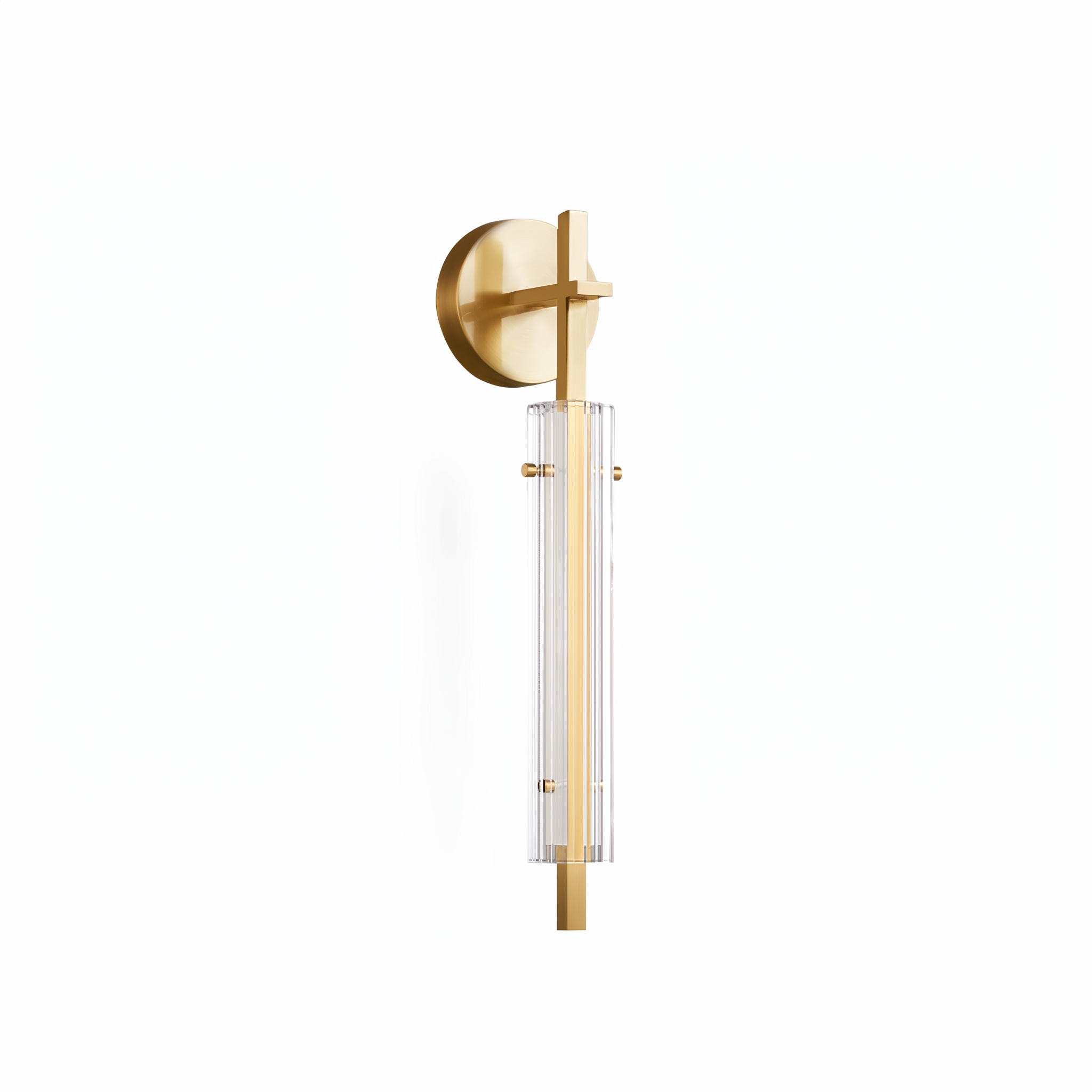 Calderra fluted glass and brass wall sconce on a white background