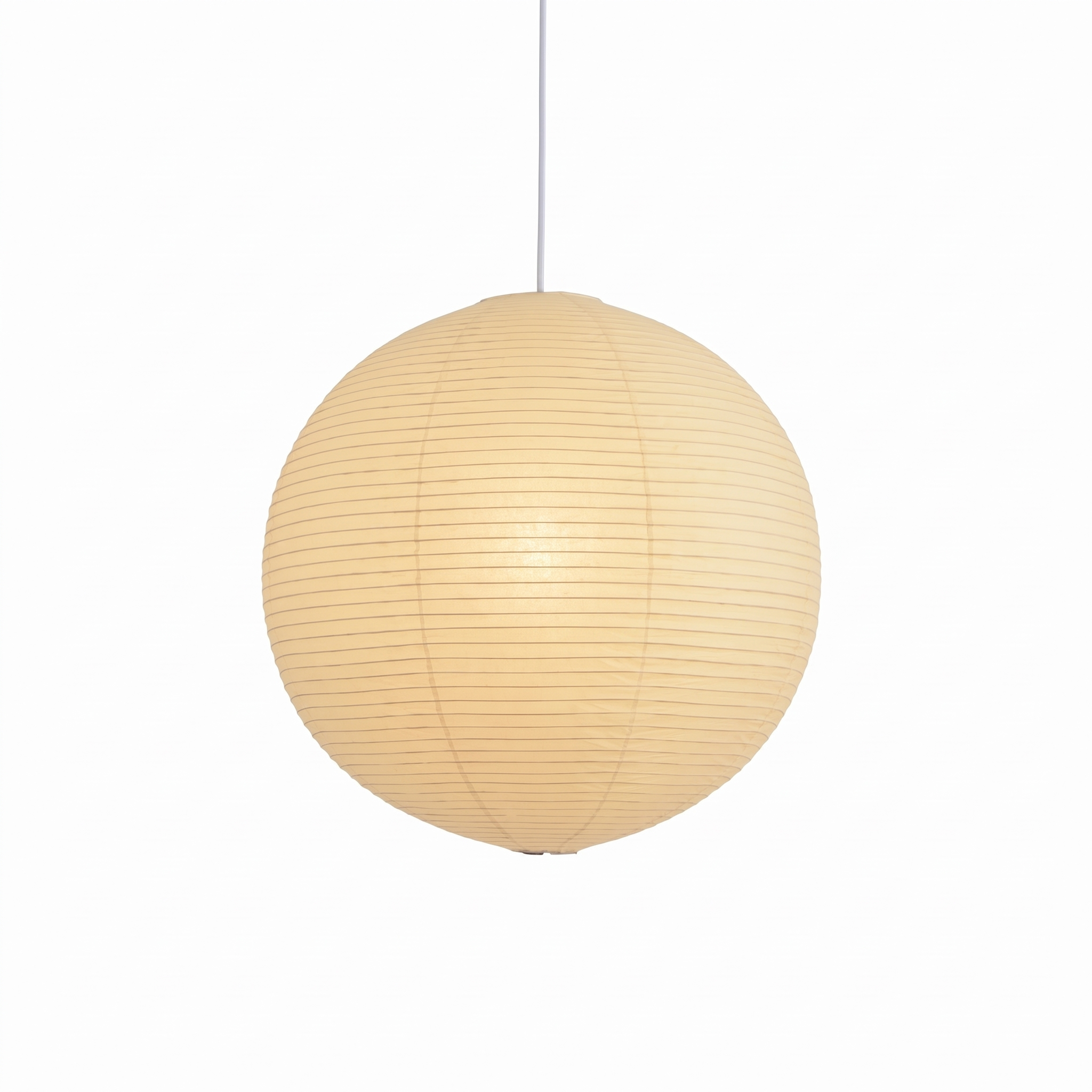 Sora washi paper globe pendant light on a white background
